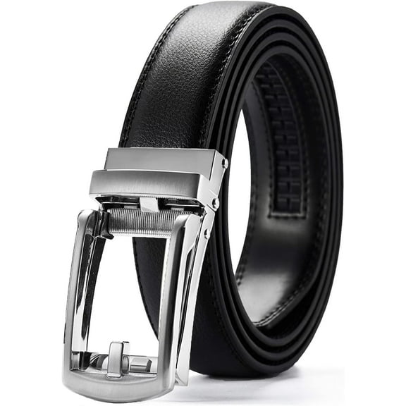JASGOOD Click Belts for Men Leather Ratchet Dress Belt,Black