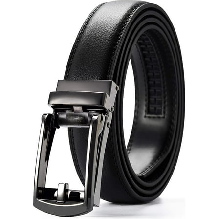JASGOOD Click Belts for Men Leather Ratchet Dress Belt,Black