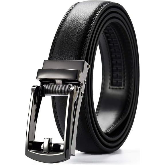 JASGOOD Click Belts for Men Leather Ratchet Dress Belt,Black