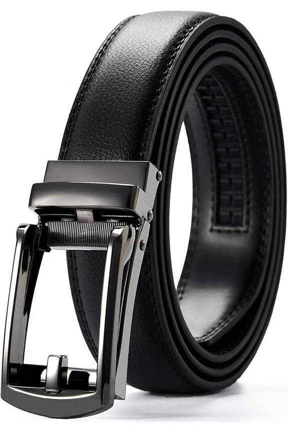 Click Belts for Men Leather Ratchet Dress Belt,Black