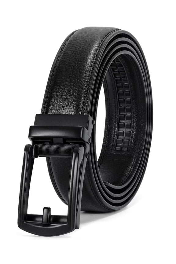 Click Belts for Men Leather Ratchet Dress Belt,Black
