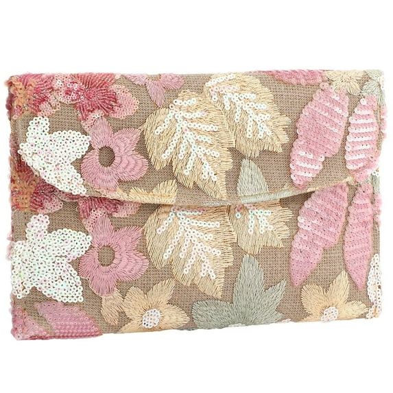JASGOOD Clutch Purses for Women Floral Evening Clutch Purses for Party Embroidery Sequin Beaded Womens Purse
