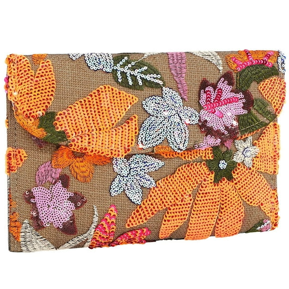 JASGOOD Clutch Purses for Women Floral Evening Clutch Purses for Party Embroidery Sequin Beaded Womens Purse