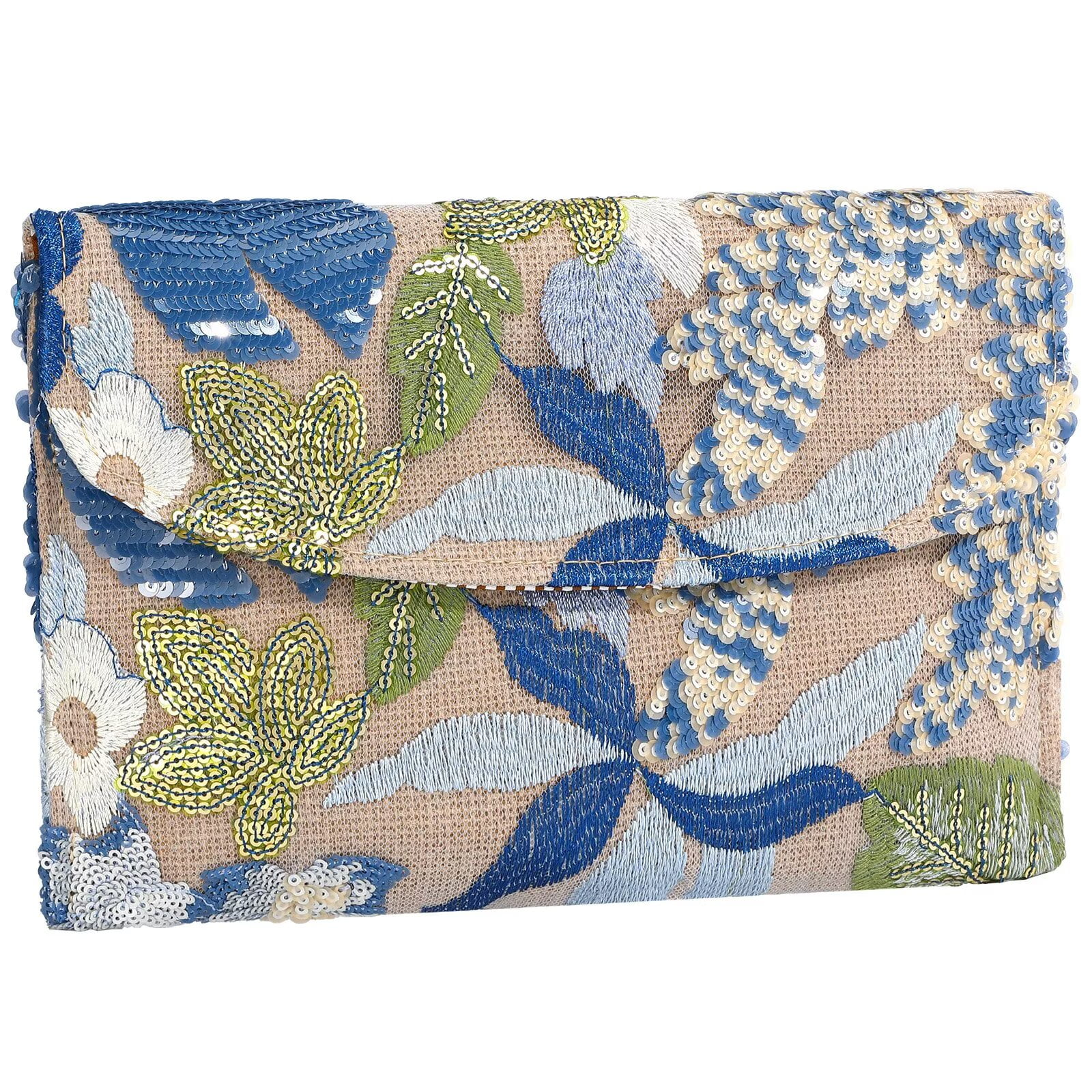 JASGOOD Clutch Purses for Women Floral Evening Clutch Purses for Party Embroidery Sequin Beaded Womens Purse