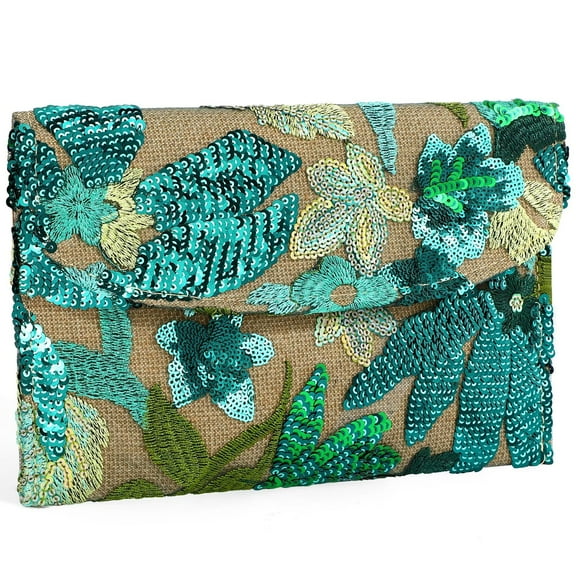 JASGOOD Clutch Purses for Women Floral Evening Clutch Purses for Party Embroidery Sequin Beaded Womens Purse