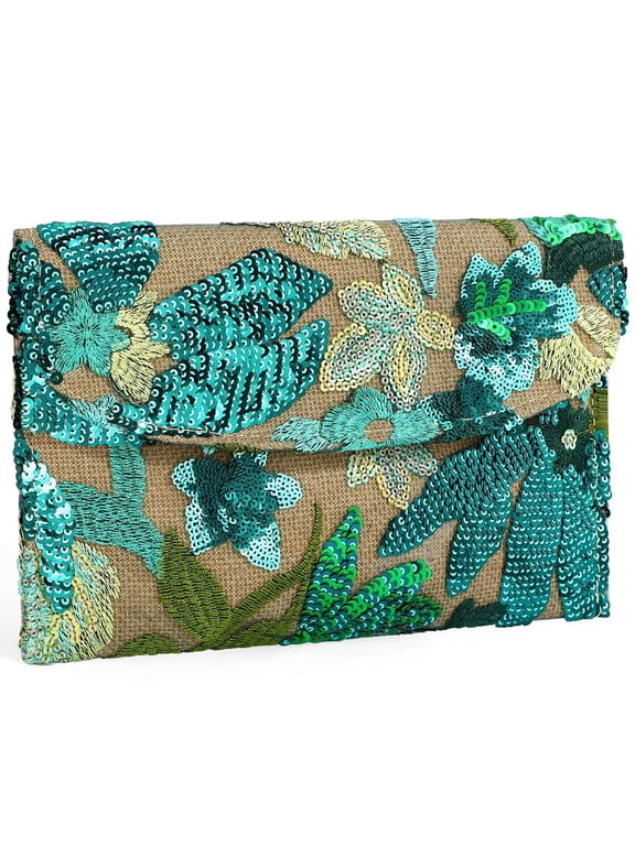 Clutch Purses for Women Floral Evening Clutch Purses for Party Embroidery Sequin Beaded Womens Purse