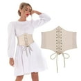 thumbnail image 1 of JASGOOD Corset Belt for Women Beige Wide Elastic Lace-up Leather Belts for Women Dresses, 1 of 11