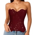 thumbnail image 1 of JASGOOD Corset Top for Women Textured Sheer Floral Lace Bustiers Cincher Lace-up Corset Overbust Top, 1 of 7