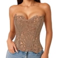 thumbnail image 1 of JASGOOD Corset Top for Women Textured Sheer Floral Lace Bustiers Cincher Lace-up Corset Overbust Top, 1 of 8