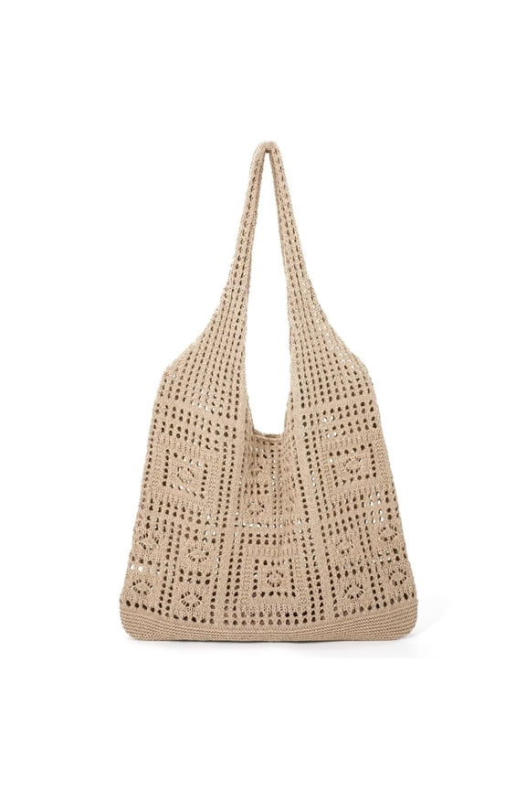 Crochet Mesh Beach Tote Bag Summer Vacation Aesthetic Shoulder Bag Handbags Boho Knit Bag for Women