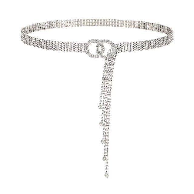 JASGOOD Crystal Belts for Women Rhinestone Plus Size Chain Belt ORing
