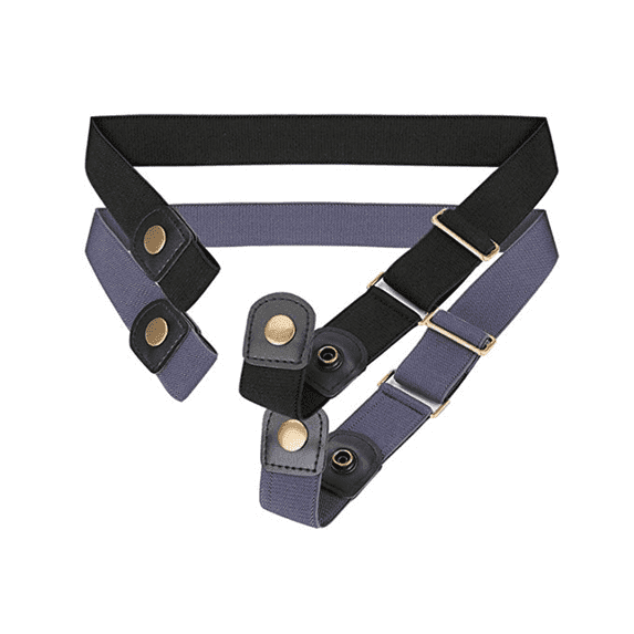 JASGOOD Elastic Belts for Men No Buckle Mens Belt 2 Pack,Black and Coffee