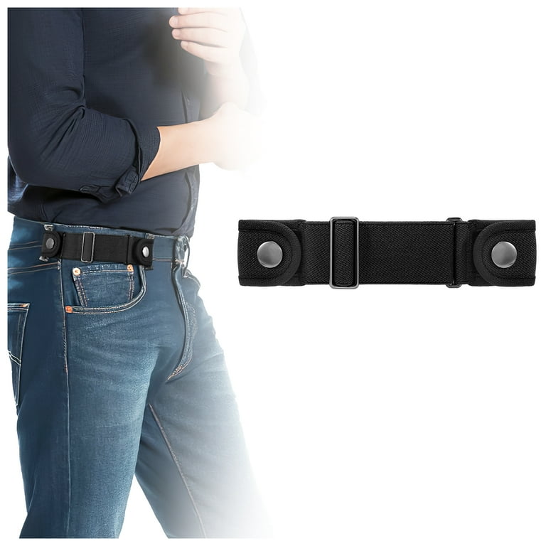 No Buckle Stretch Belt for Women/Men—2 Pack Elastic Invisible
