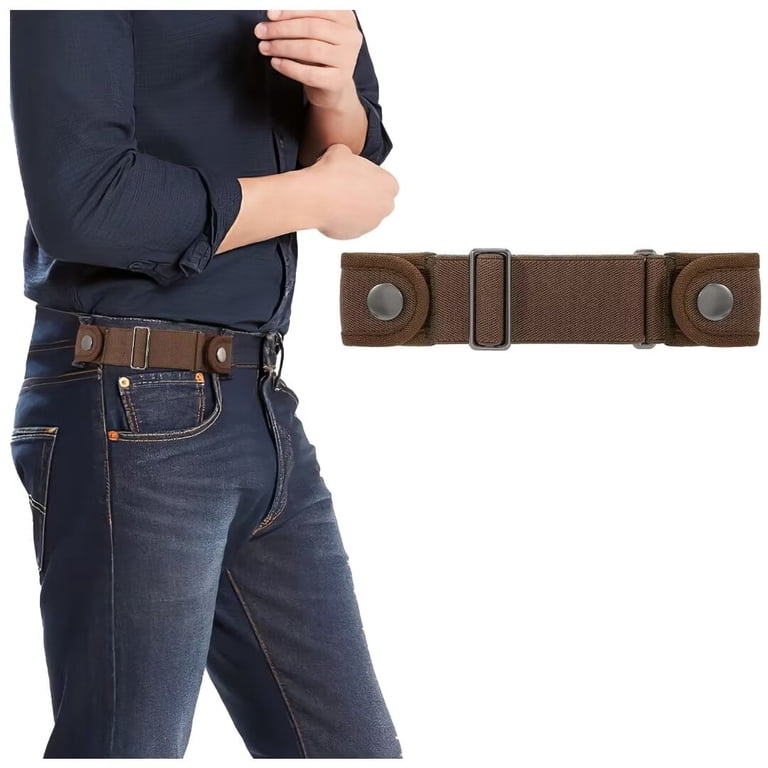 Elastic No Buckle Belt 2 Loop Adjustable Side Belt for Pants YBEATY 2 Pcs Men Elastic Belt 2 Loop No Buckle Invisible  main image 4