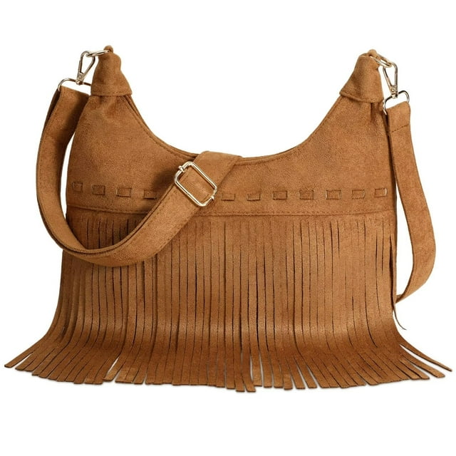 JASGOOD Fringe Purse Western Cowgirl Boho Bags for Women Tassel Crossbody Bag Vintage Suede Leather Handbag