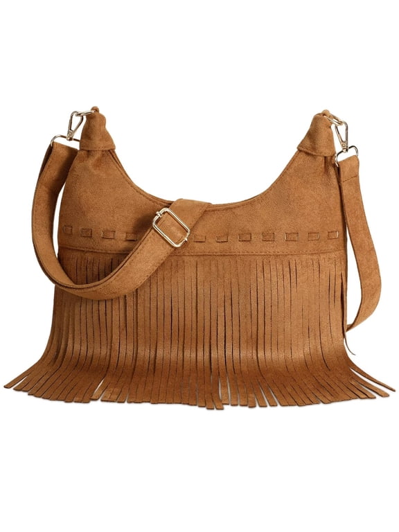 Fringe Purse Western Cowgirl Boho Bags for Women Tassel Crossbody Bag Vintage Suede Leather Handbag