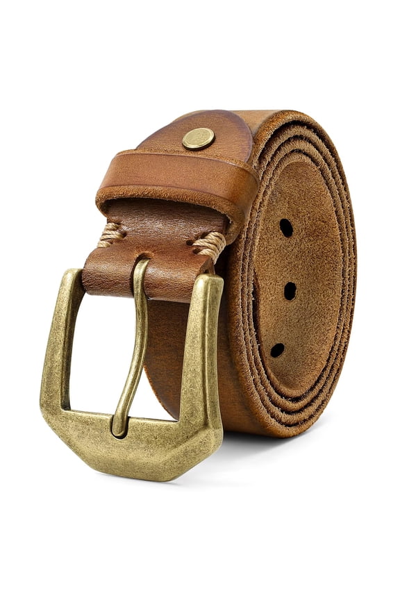 Genuine Leather Belt for Men Handmade Heavy-Duty Work Belt for Jeans Pants Holiday Gifts