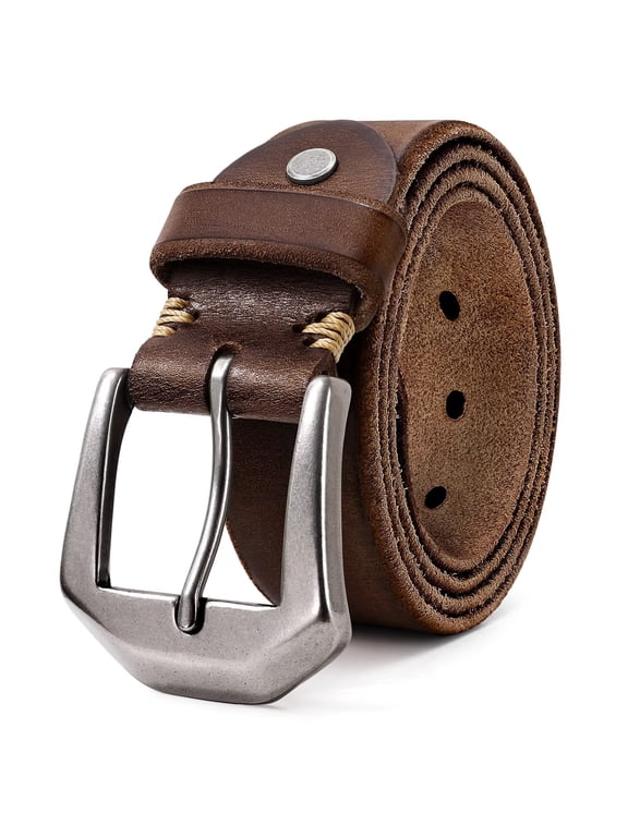 Genuine Leather Belt for Men Handmade Heavy-Duty Work Belt for Jeans Pants Holiday Gifts