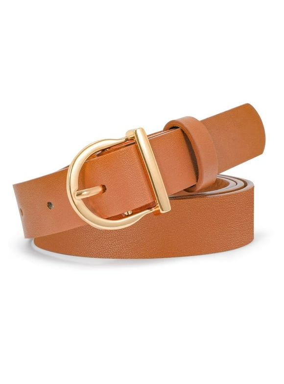 JASGOOD Ladies Belts for Jeans Brown Leather Belt for Women