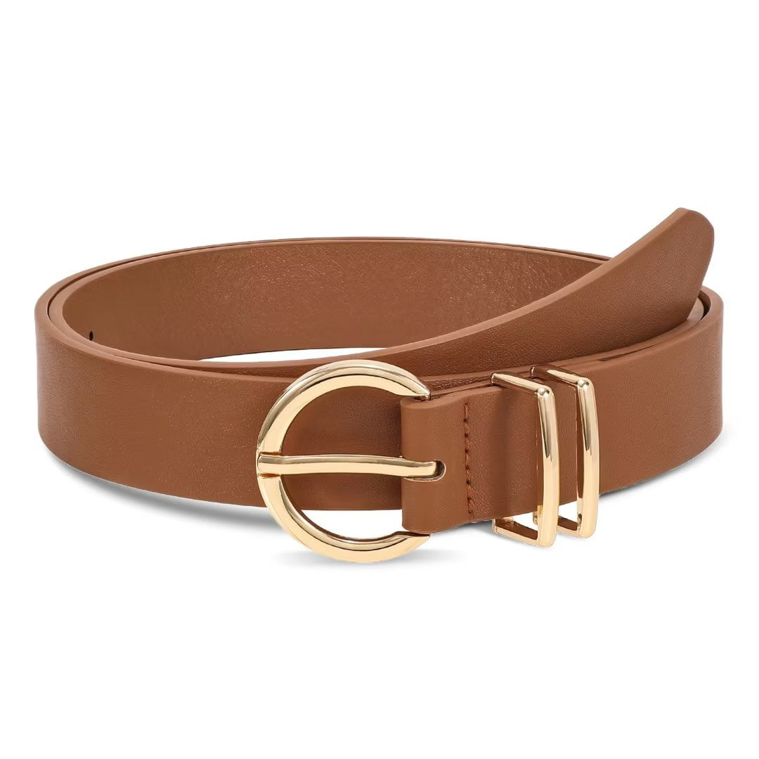 Women Belts for Jeans, JASGOOD Ladies Leather Brown Belts for