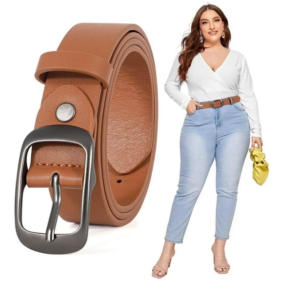 JASGOOD Leather Belts for Women Plus Size Brown Belt for Jeans Pants Dresses