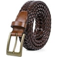 thumbnail image 1 of JASGOOD Men Braided Belts Brown Cowhide Woven Leather Belt for Mens Pants, 1 of 10