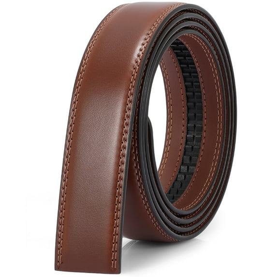 JASGOOD Men Ratchet Belt Strap Wide 30MM 1.18", Brown Replacement Leather Belt
