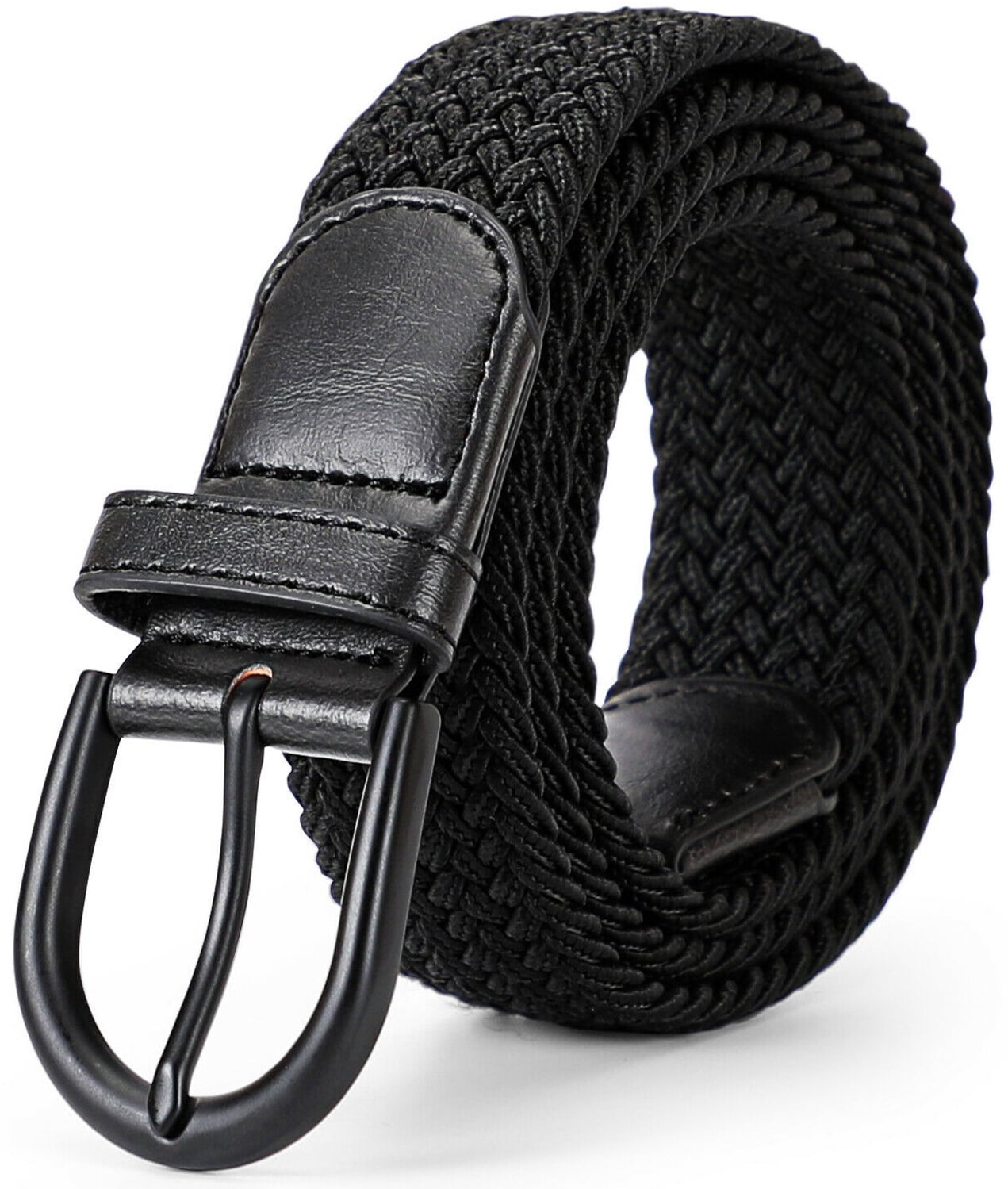 JASGOOD Men Stretch Belts, Elastic Braided Web Black Golf Belt for Men
