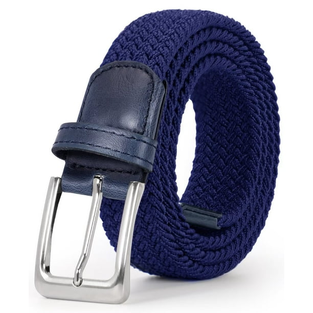 JASGOOD Men Woven Stretch Belts Braided Golf Elastic Blue Belt for ...