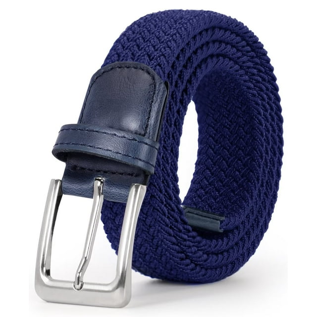 JASGOOD Men Woven Stretch Belts Braided Golf Elastic Blue Belt