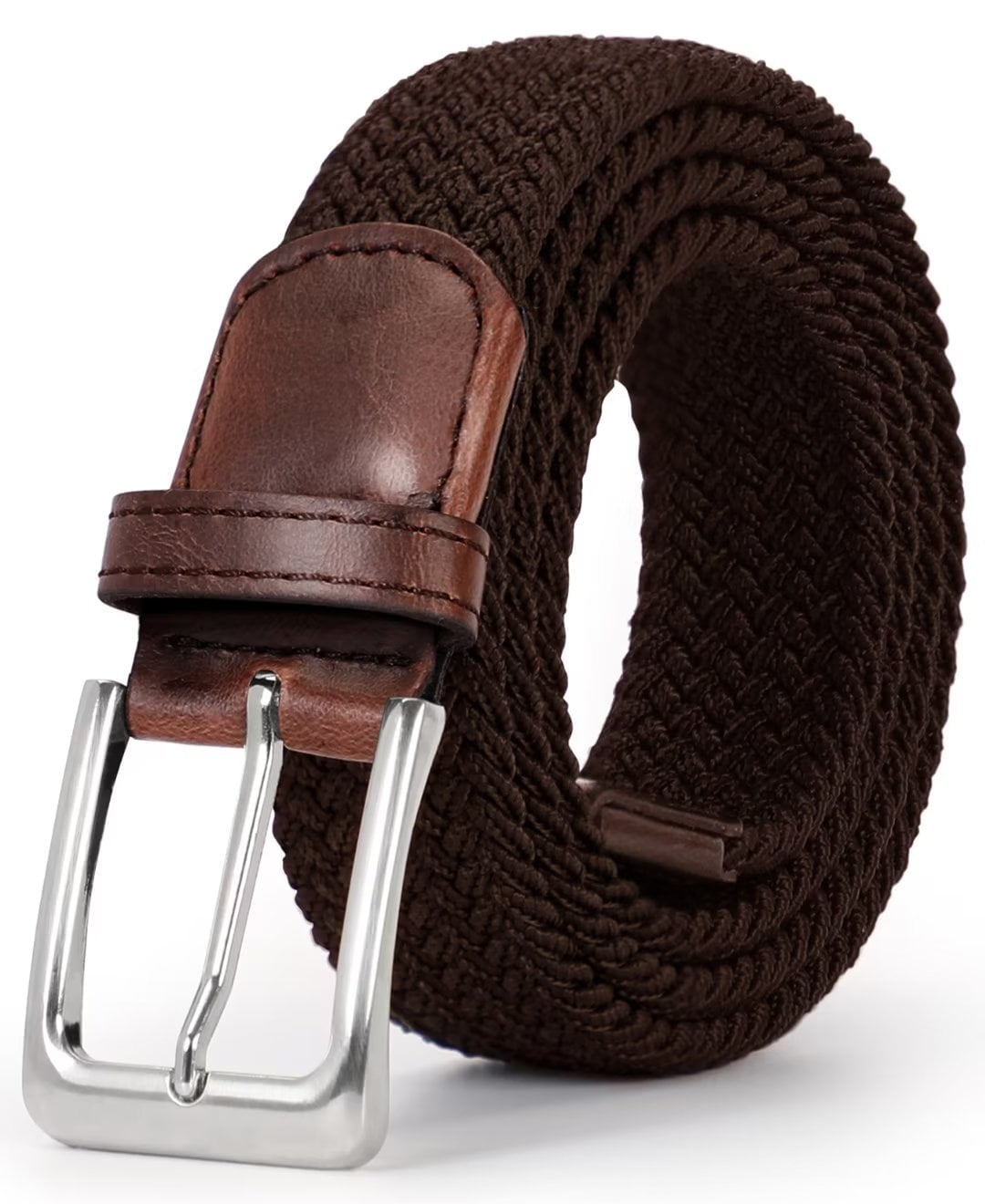 JASGOOD Men Woven Stretch Belts Braided Golf Elastic Brown Belt for ...