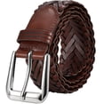 thumbnail image 1 of JASGOOD Men's Braided Leather Belt Casual Woven Belt for Daily Work Jeans Pants 1.4" Width, 1 of 9