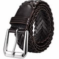 thumbnail image 1 of JASGOOD Men's Braided Leather Belt Casual Woven Belt for Daily Work Jeans Pants 1.4" Width, 1 of 9
