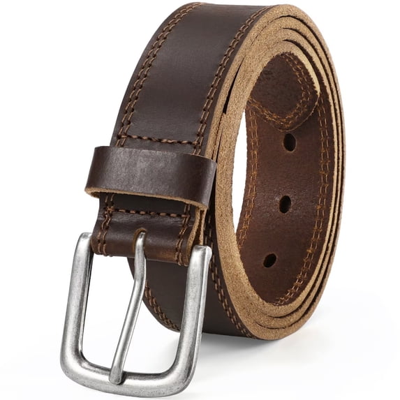 JASGOOD Men's Full Grain Leather Belt, 1.4" Wide Leather Belt with Scratch-Resistant Pin Buckle for Jeans & Khakis