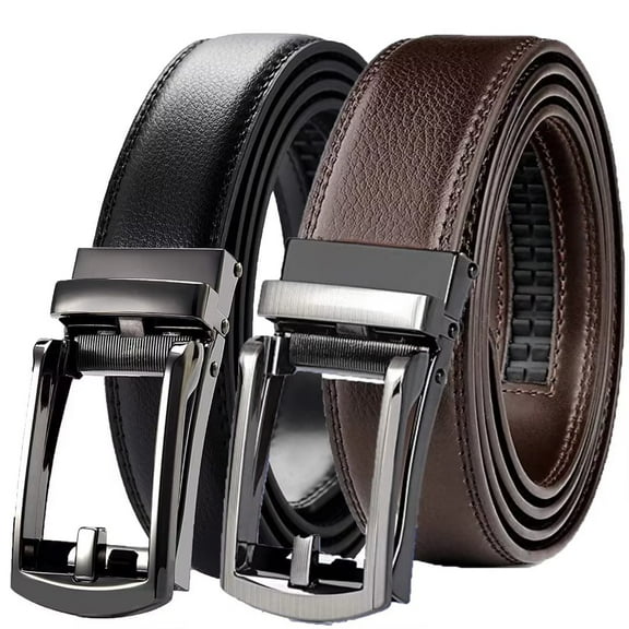JASGOOD Men's Ratchet Belts Leather Click Belt for Men 2 Pack