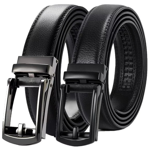 JASGOOD Men's Ratchet Belts Leather Click Belt for Men 2 Pack