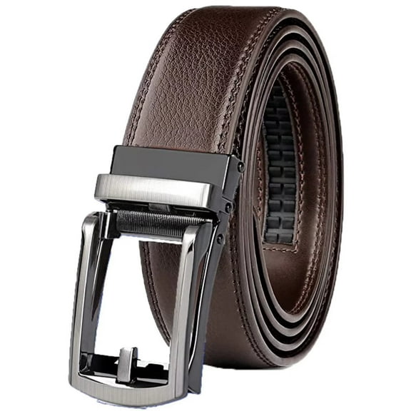 JASGOOD Men's Ratchet Belts Leather Click Belt for Men,Coffee