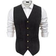 thumbnail image 1 of JASGOOD Men's Suit Vest Vintage Suede Leather Western Cowboy Waistcoat Black, 1 of 8