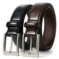thumbnail image 1 of JASGOOD Men's Leather Belt 2 Pack Dress Belts for Everyday Work Business, 1 of 11