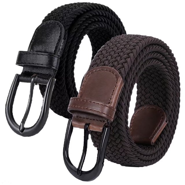 JASGOOD Mens Stretch Belt, 2Pack Women Men Braided  Elastic Golf