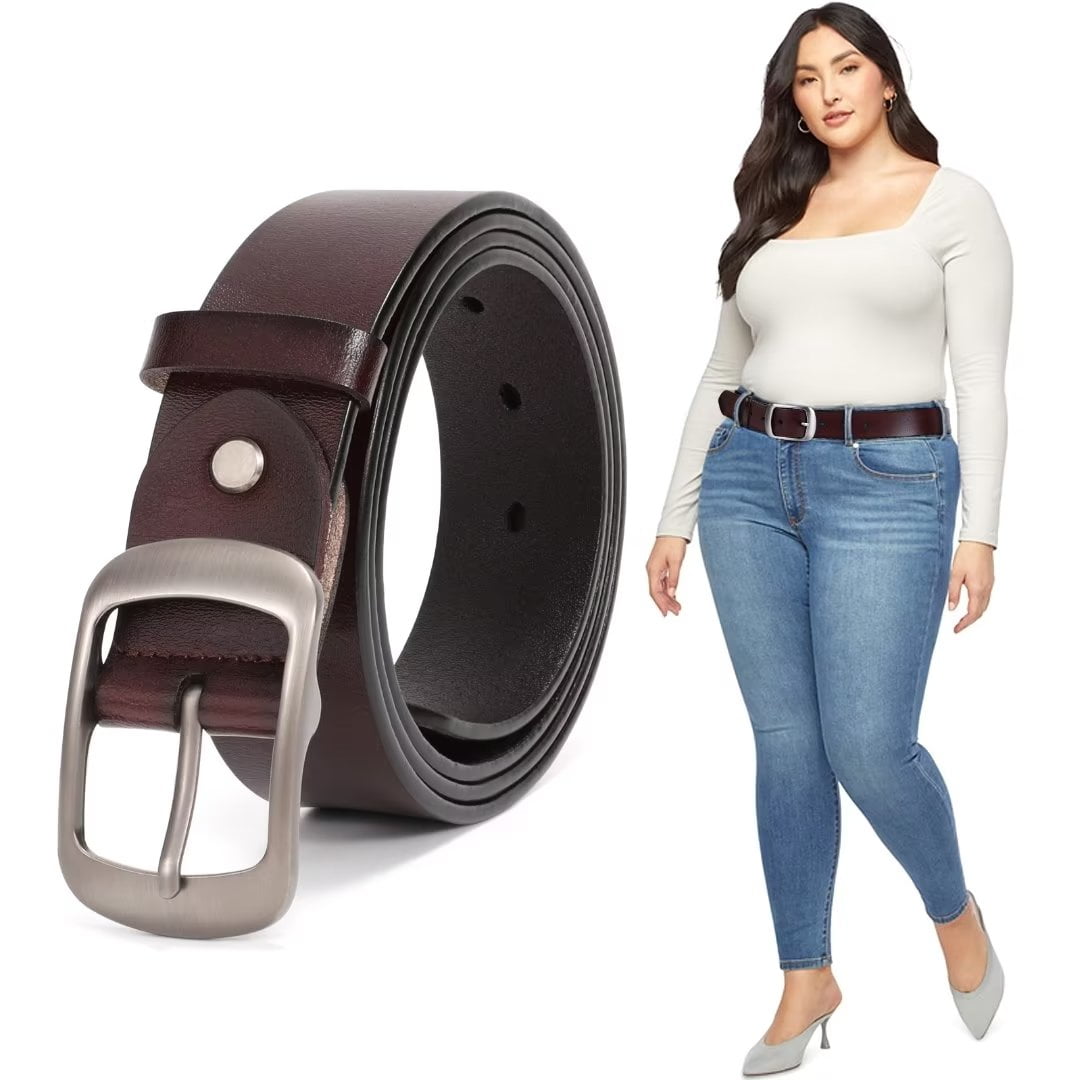 JASGOOD Women Belts Plus Size Black Leather Waist Belt for Jeans Pants 