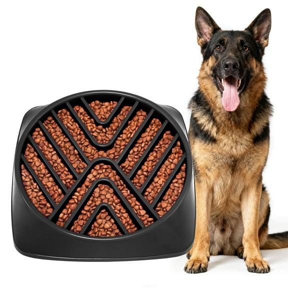 JASGOOD Slow Feeder Dog Bowls Large Breed, Puzzle Maze for Fast Eaters, Square Base, Non-Slip, Made Without BPA, Helps Prevent Bloat & Aid Digestion 5 Cups Black