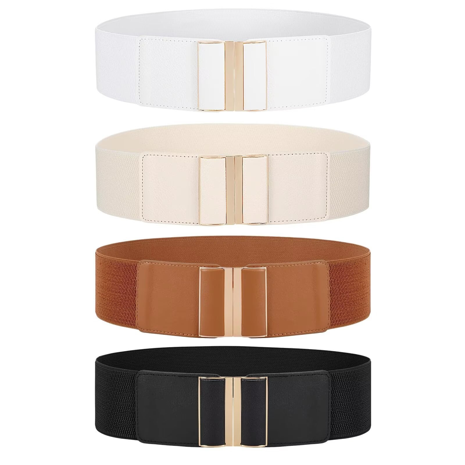 4 Pack Wide Elastic Stretch Waist Belts for Dresses Elastic Stretch Belt Womens Elastic Wide Belt Womens Elastic  main image 4