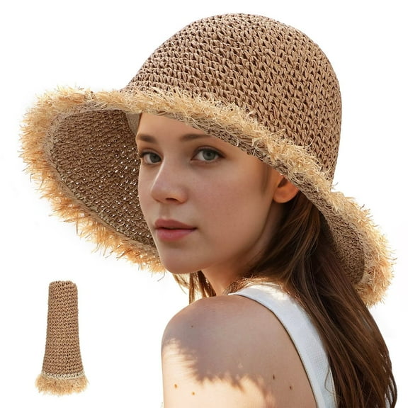 JASGOOD Sun Hats for Women Wide Brim Straw Hats 2025 Summer Lightweight Breathable Beach Hat for Vacation Travel