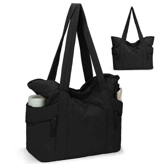 JASGOOD Tote Bag for Women Travel Bags Quilted Carry On Shoulder Bag for Travel Shopping Weekend, Black
