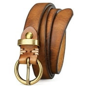 JASGOOD Vintage Leather Belts for Women Genuine Leather Thin Waist Belt for Jeans Pants