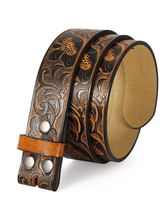 Western Belts for Men Women Genuine Leather Cowboy Belt without Buckle Cowgirl Belt Strap for Jeans