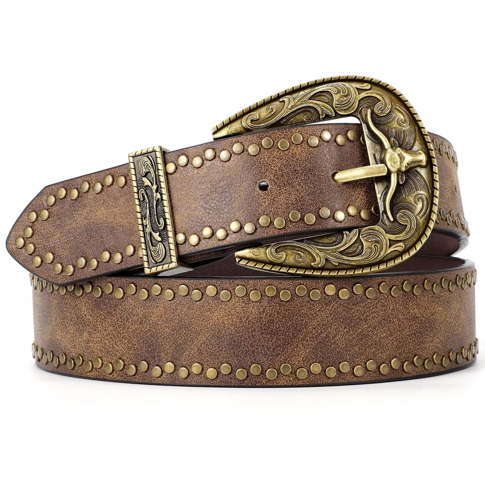9711 Brown Leather Western Belt Cowgirl Cowboy Strap 1.5 Inches Country Womens Mens Unisex PRAYING COWBOY LEATHER Western Cowgirl  main image 4