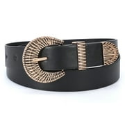 JASGOOD Western Leather Belt for Women Vintage Design Buckle Waist Belt for Jeans Dress