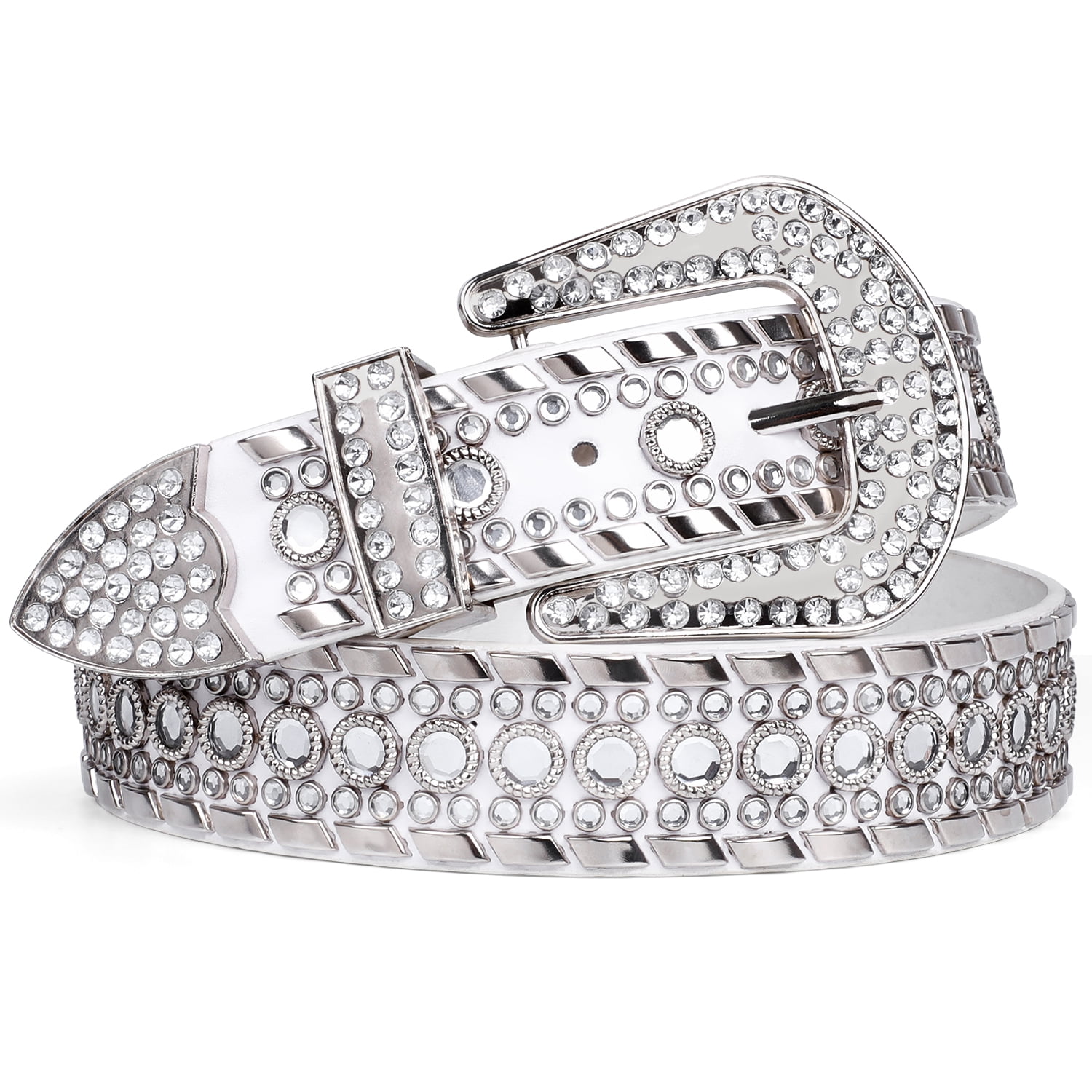 White clearance rhinestone belt